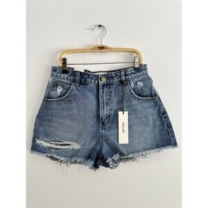 Rollas Jean Shorts Duster High Rise Slim Women Size 27 Old Rip Color New
